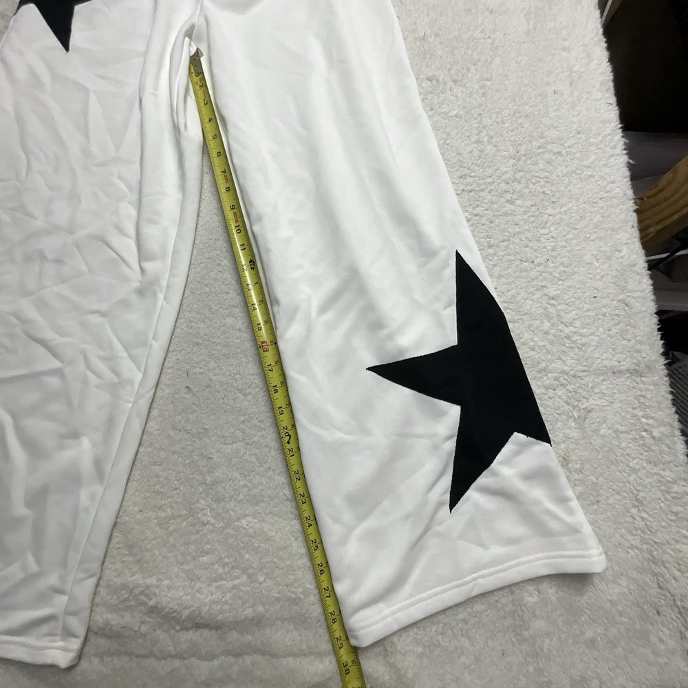 SHEIN Icon Women's Sweatpants Size L White with Black Stars NWT Baggy Athletic - Picture 6 of 9